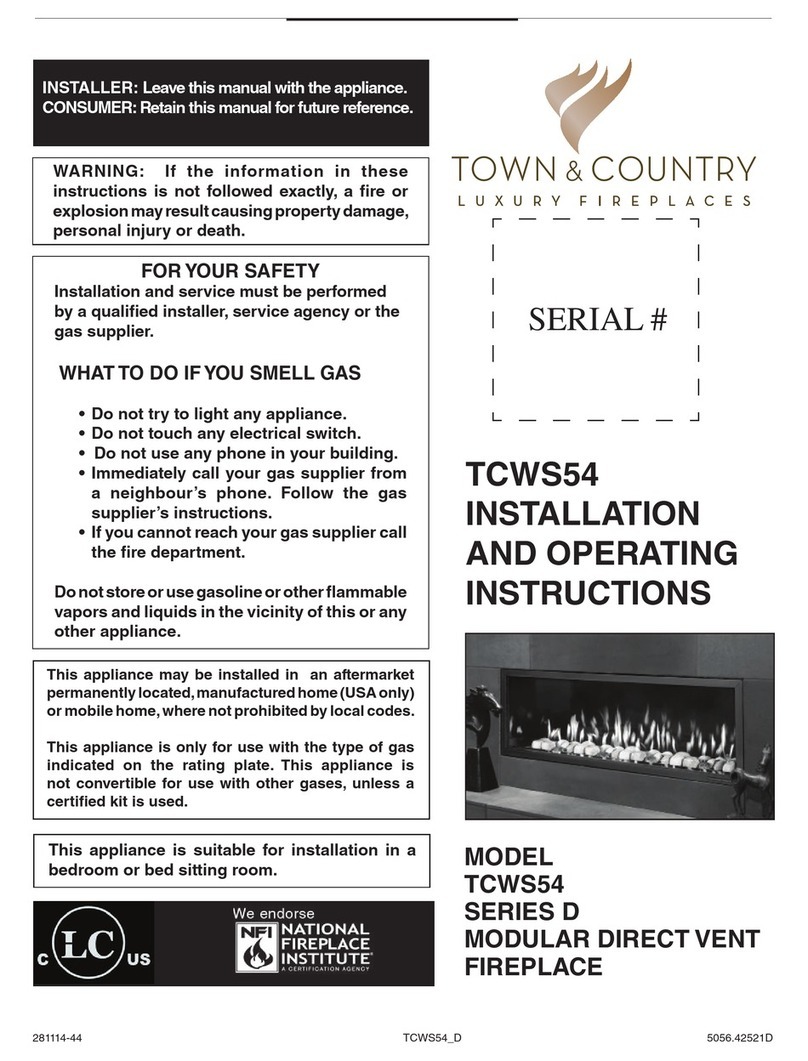 Town & Country Fireplaces TCWS54 SERIES D Installation and operating instructions