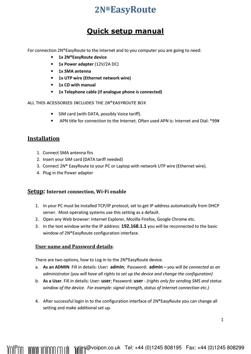 2N EasyRoute Specification sheet