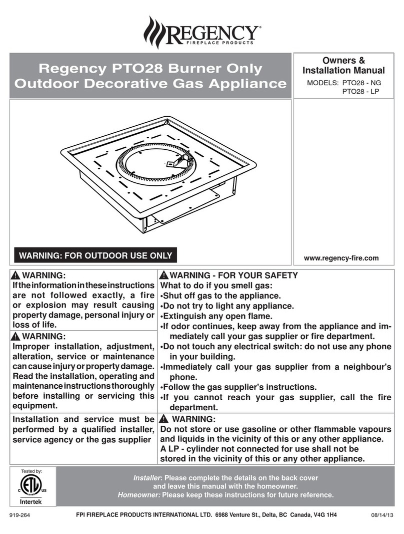 Regency PTO28 - NG Owners & installation manual