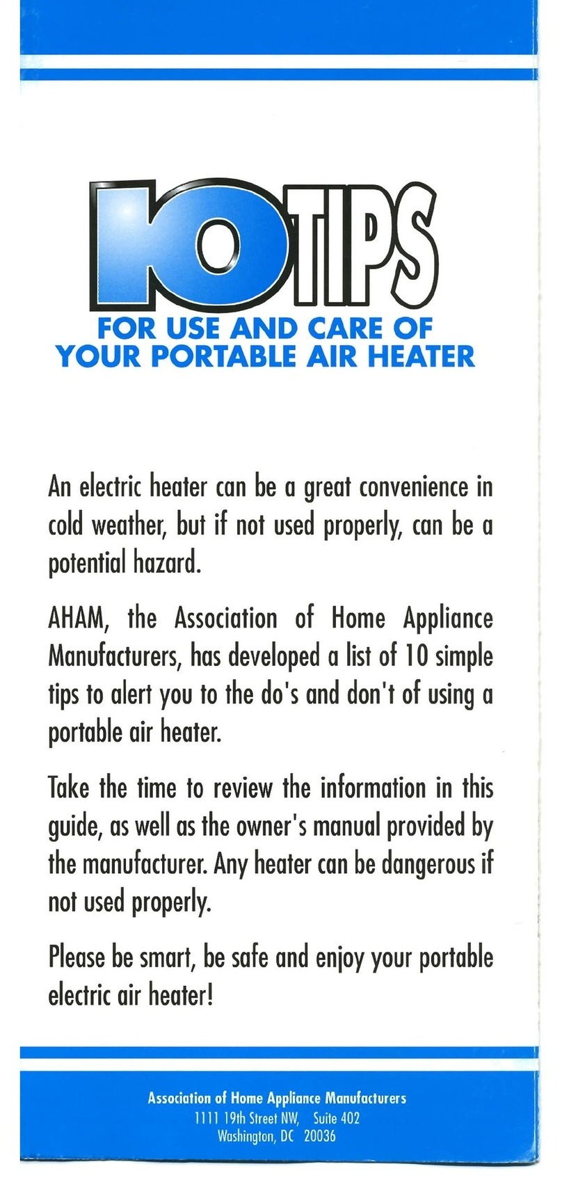 iO Portable Air heater Use and care