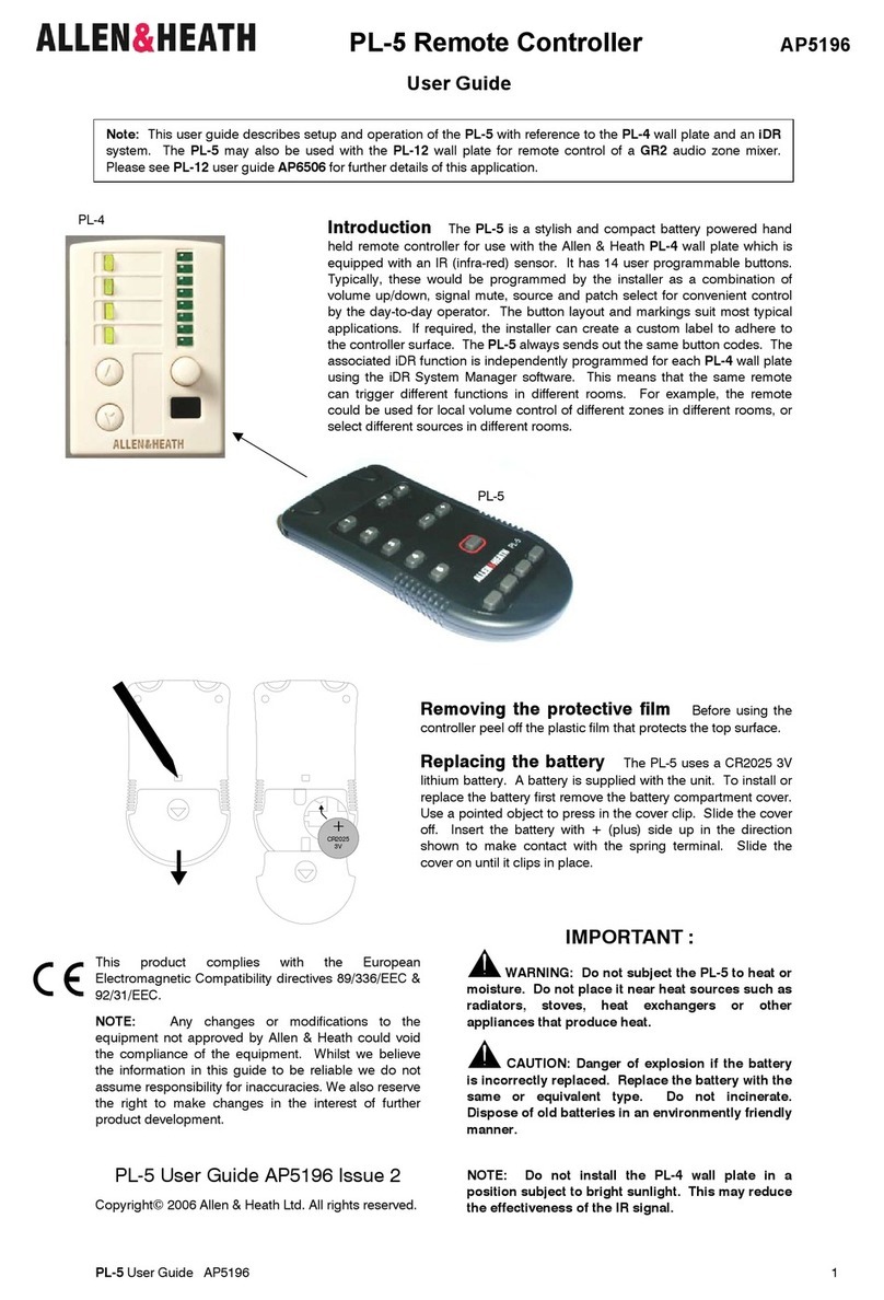 ALLEN & HEATH PL-5 User manual