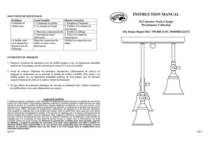 HAMPTON BAY 3LT Interior Track Canopy instruction manual