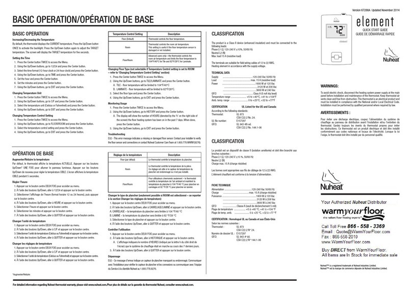 Nu-Heat ELEMENT quick start guide
