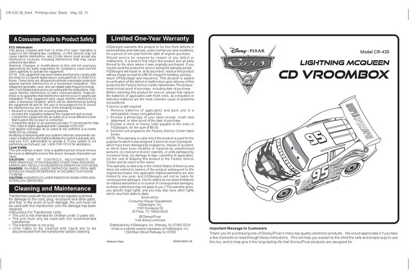KIDdesigns CD VROOMBOX CR-430 User manual