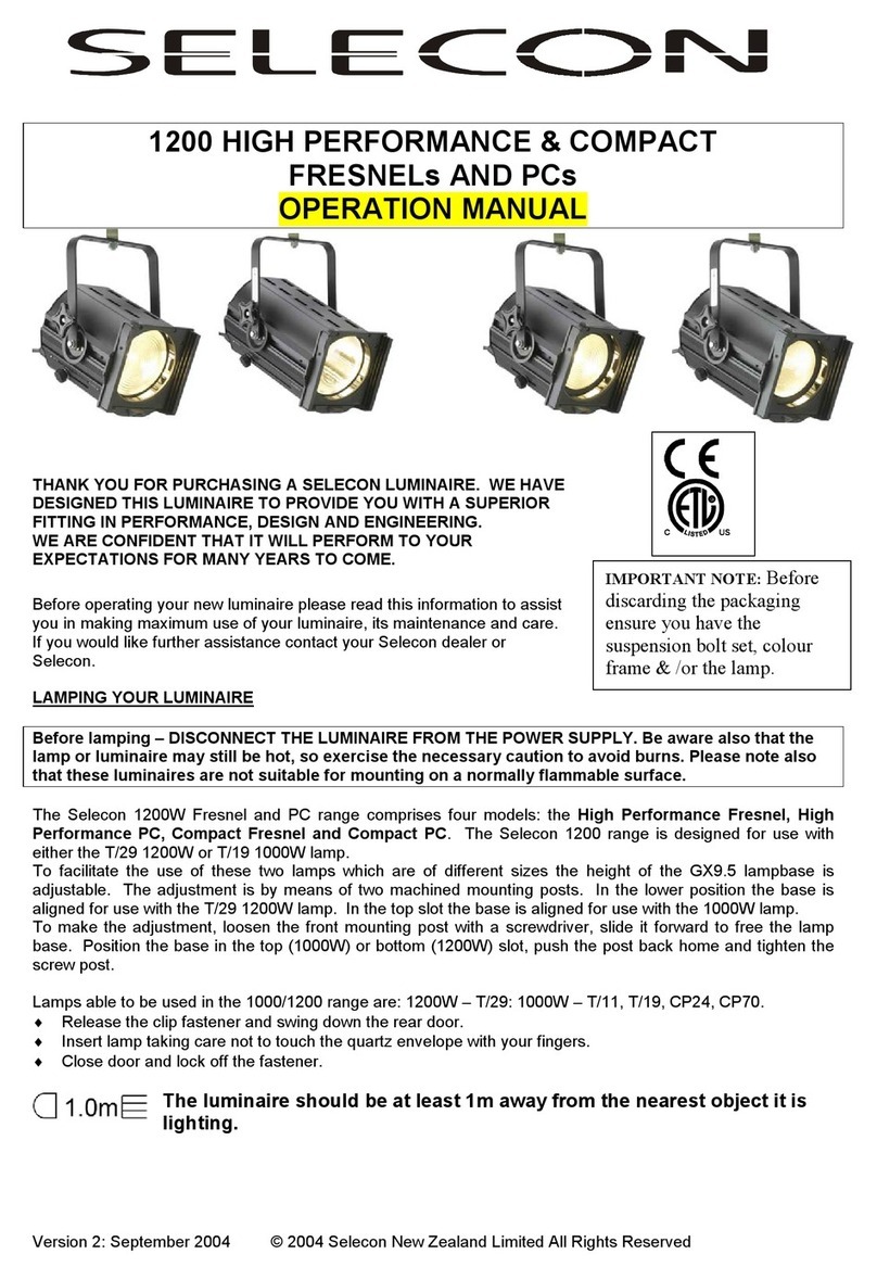 Selecon High Performance Fresnel Operation manual