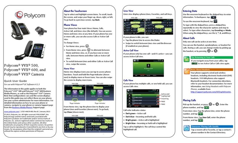 Polycom VVX 600 series Quick user guide