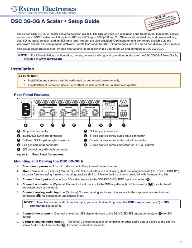 Extron electronics DSC 3G-3G A Setup guide