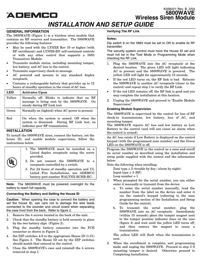 ADEMCO 5800WAVE Assembly instructions