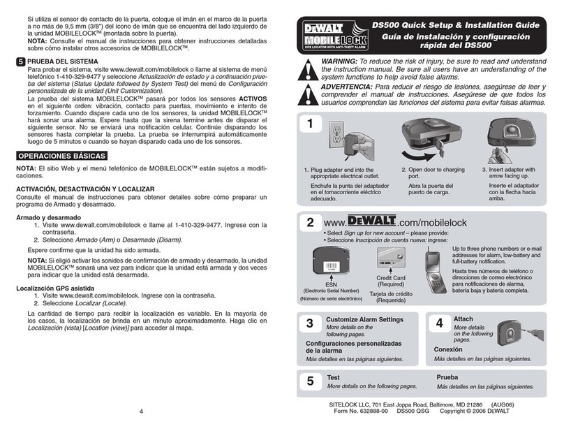 DeWalt DS500 Specification sheet