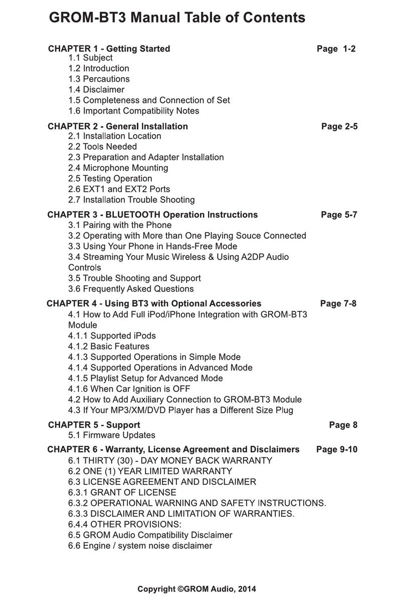 GROM Audio Grom-BT3 manual
