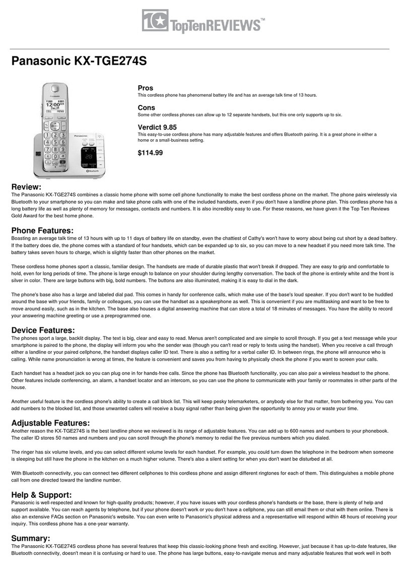 Panasonic KX-TGE274S quick guide