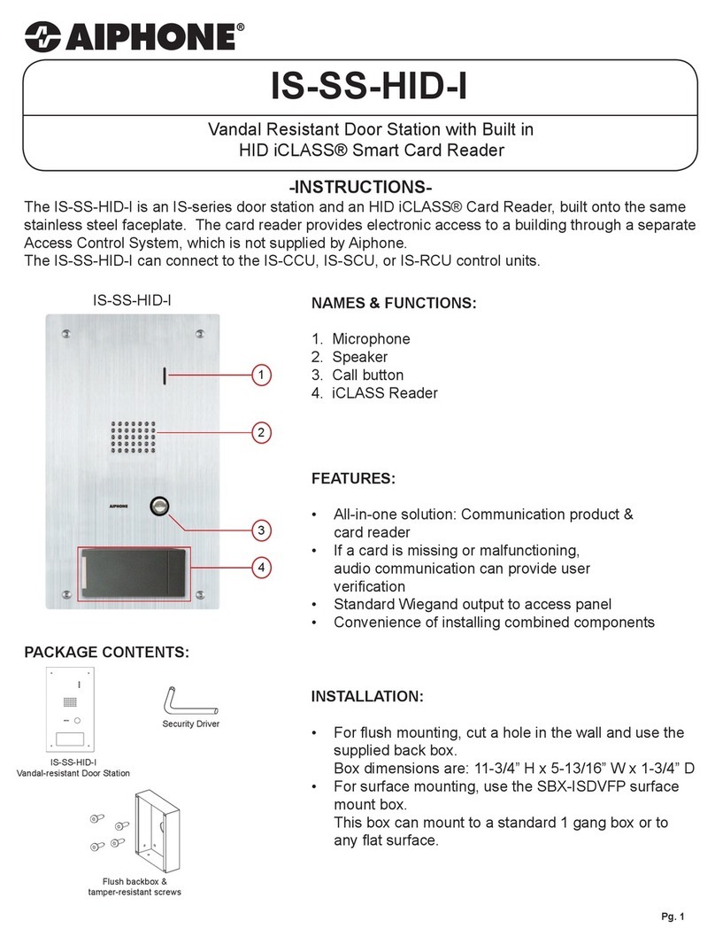Aiphone IS-SS-HID-I Technical manual
