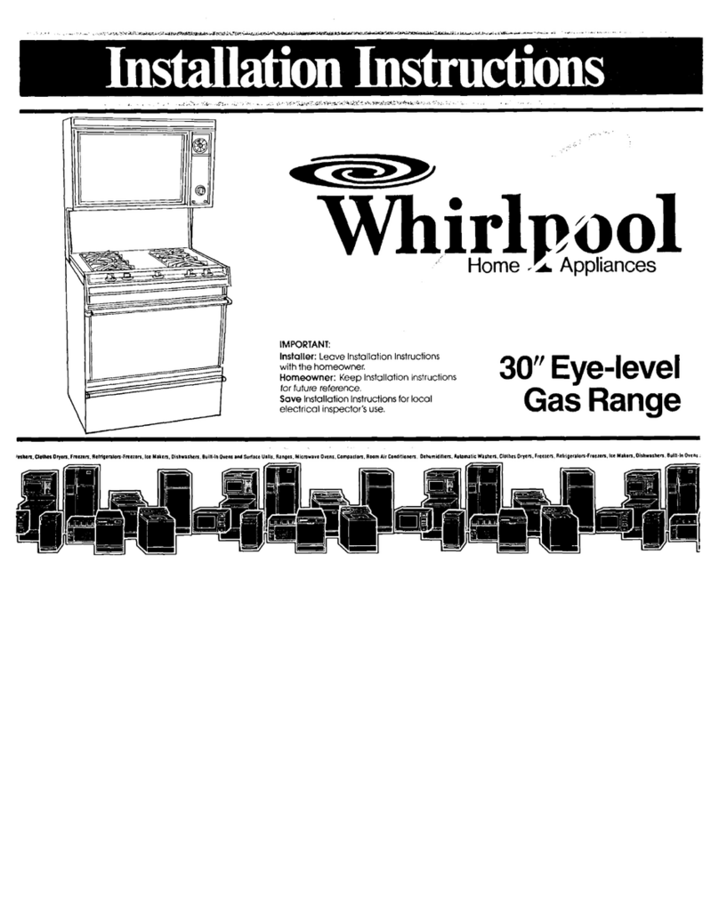 Whirlpool 30 " Eye-Level Gas Range installation instructions