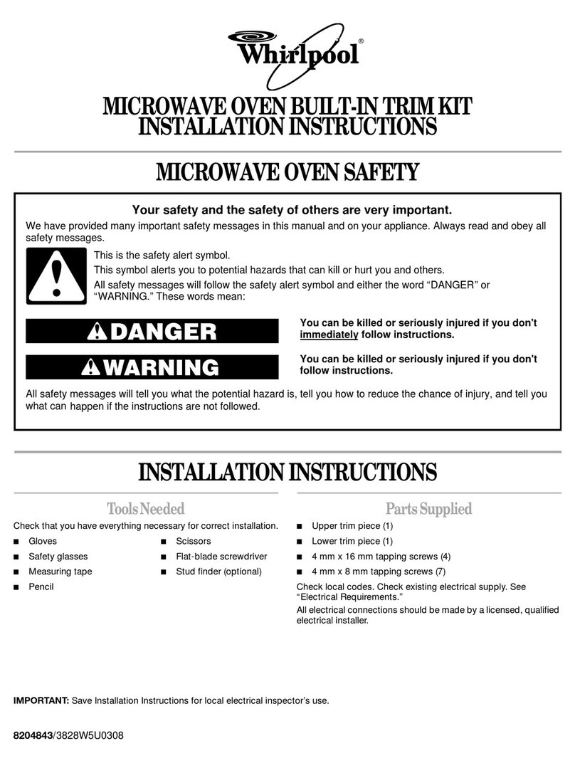 Whirlpool MICROWAVE OVEN BUILT-IN TRIM KIT installation instructions