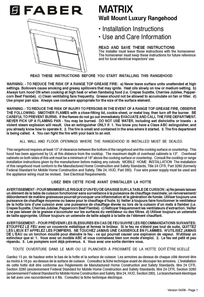Faber MATRIX installation instructions