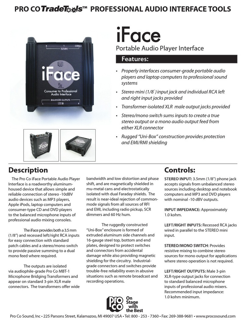 Pro Co Sound iFace user manual