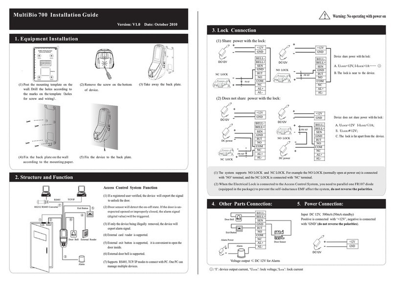 Zksoftware MultiBio 700 installation guide