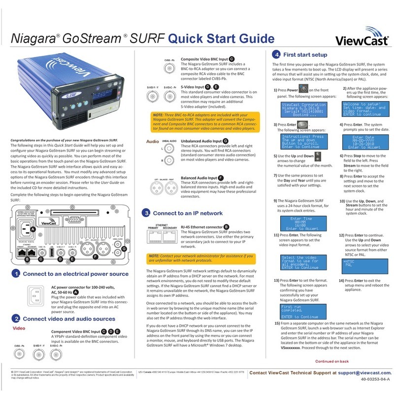 ViewCast Niagara GoStream SURF quick start guide