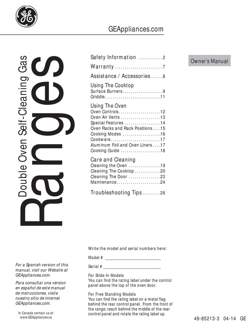 GE Double Oven Self-Cleaning Gas Ranges User manual