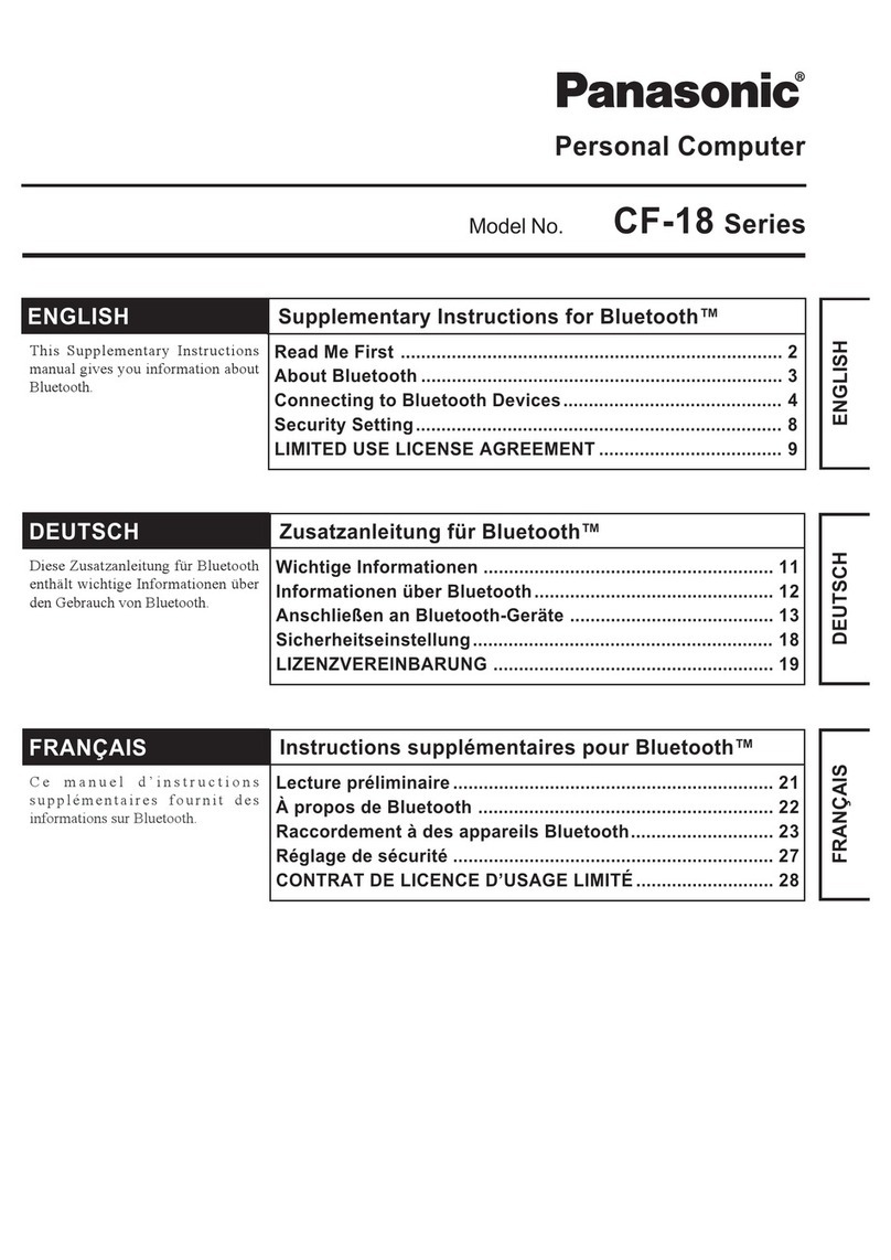Panasonic Toughbook CF-18 Series Supplementary instructions