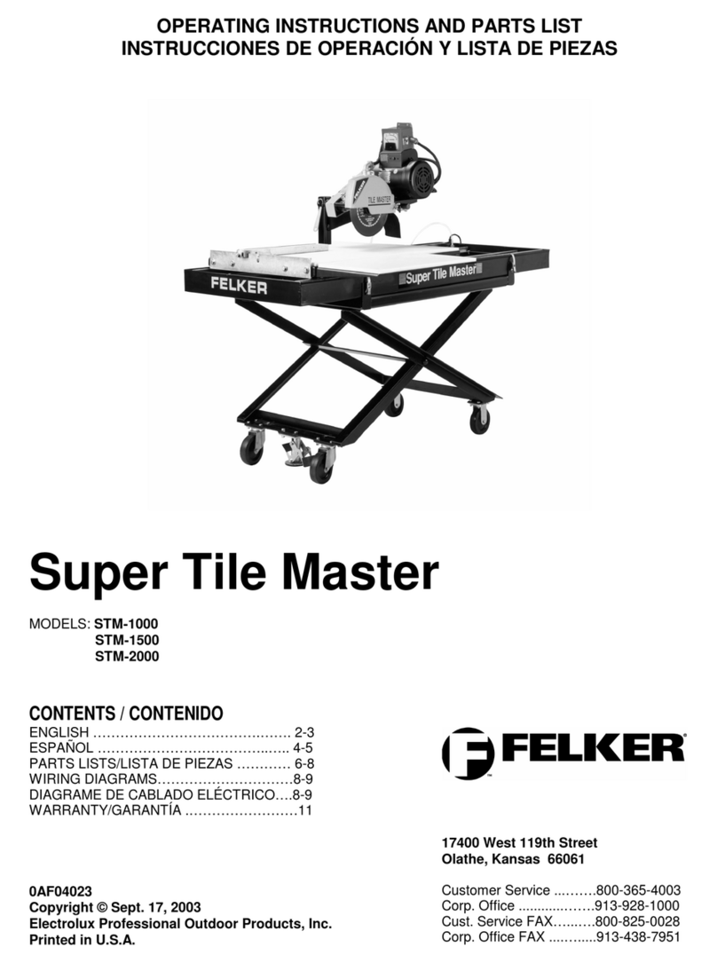 Felker Super Tile Master STM-1000 Use and care manual Felker Super Tile Master STM-1000 Use and care manual