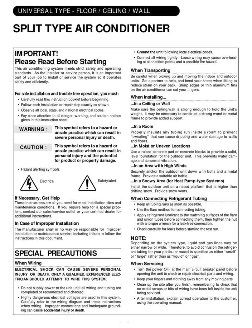 Fujitsu SPLIT TYPE AIR CONDITIONER User manual