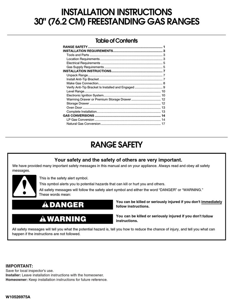Maytag 30" (76.2 CM) FREESTANDING GAS RANGES User manual