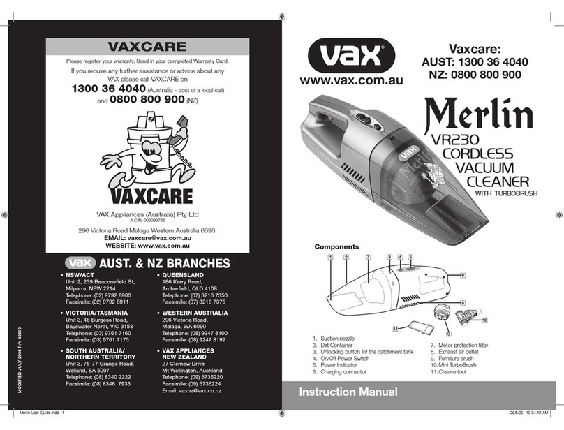 Vax Merlin VR230 User manual Vax Merlin VR230 User manual