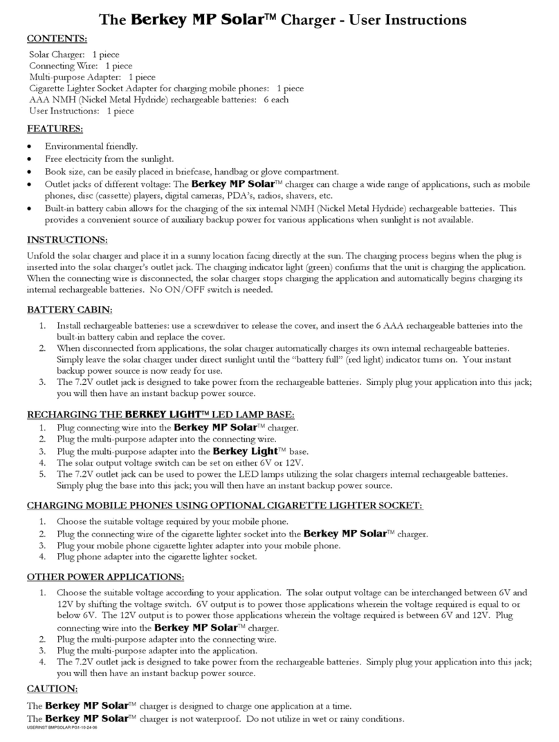Berkey MP Solar User instructions