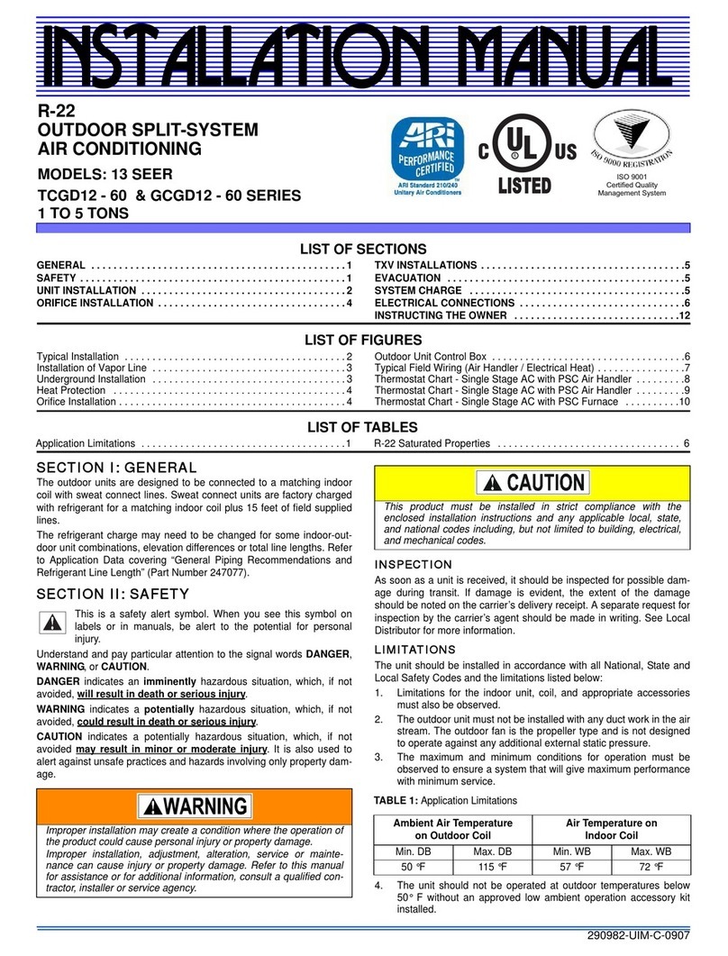 Unitary products group 13 SEER TCGD12 - 60 SERIES User manual