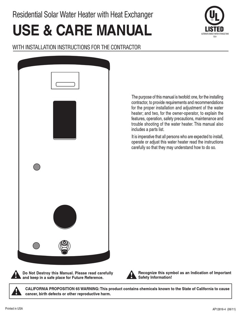 Rheem Residential Solar Water Heater with Heat... User manual