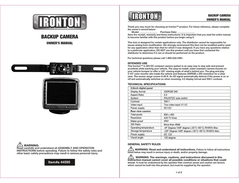 Ironton BACKUP CAMERA owner's manual