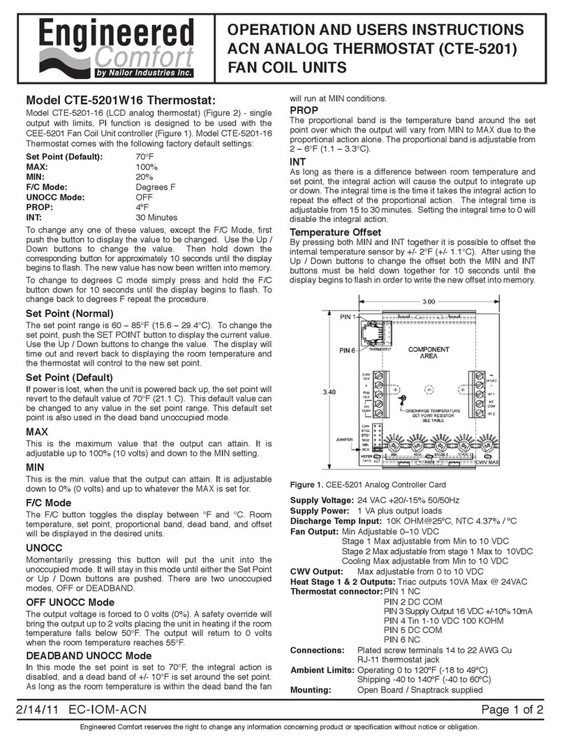 Engineered Comfort CTE-5201W16 Operation and users instructions Engineered Comfort CTE-5201W16 Operation and users instructions