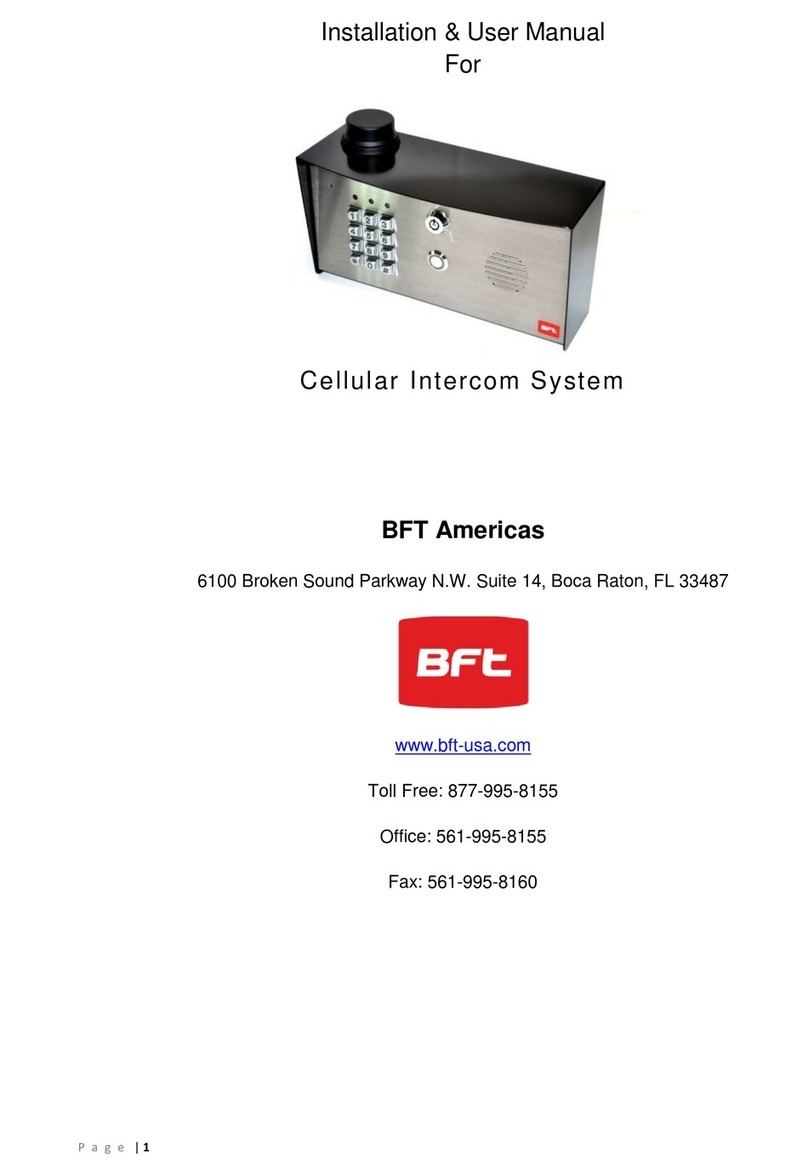 BFT Cellular Intercom System Installation & user manual