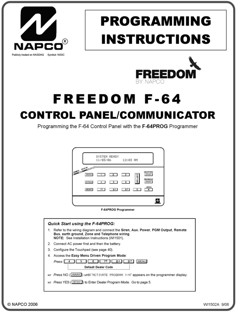 NAPCO Freedom F-64 Programming instructions