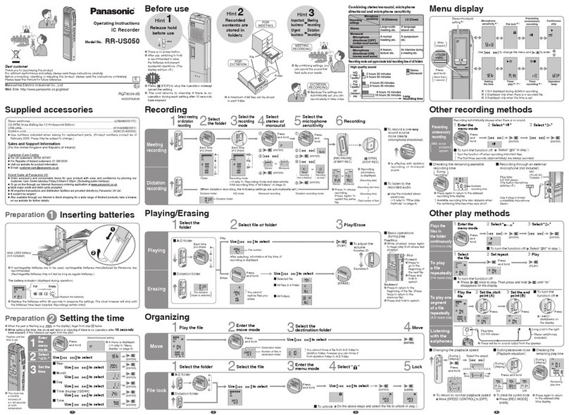 Panasonic RR-US050 User manual Panasonic RR-US050 User manual