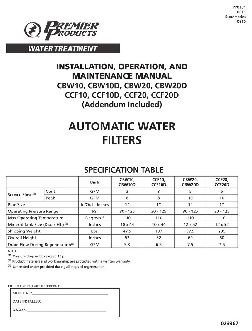 Premium Products CBW10 Installation, operation and maintanance manual