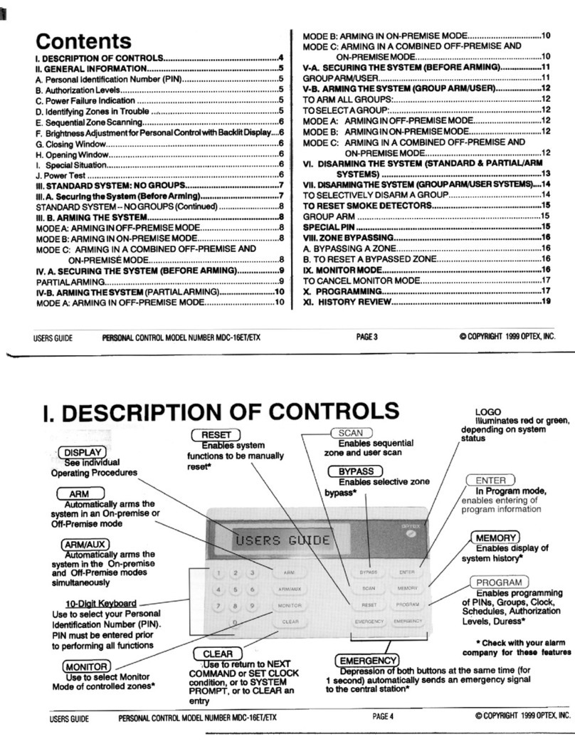 Optex MDC-16ET user guide