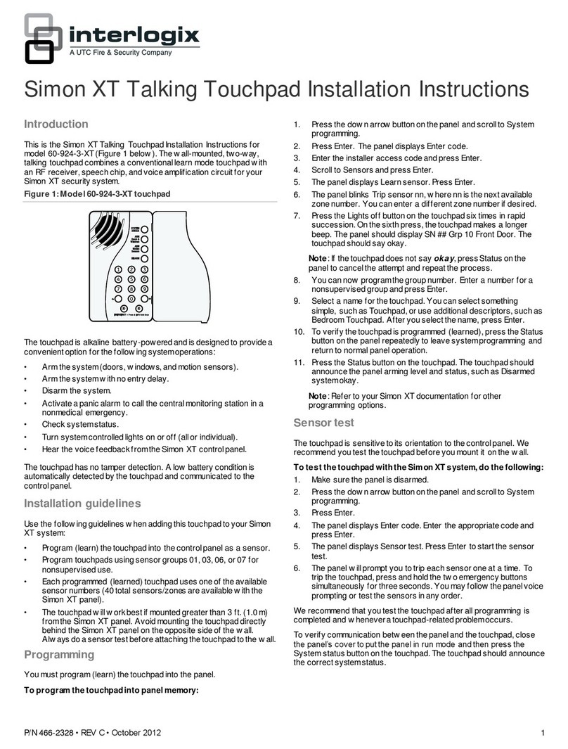Interlogix Simon XT installation instructions