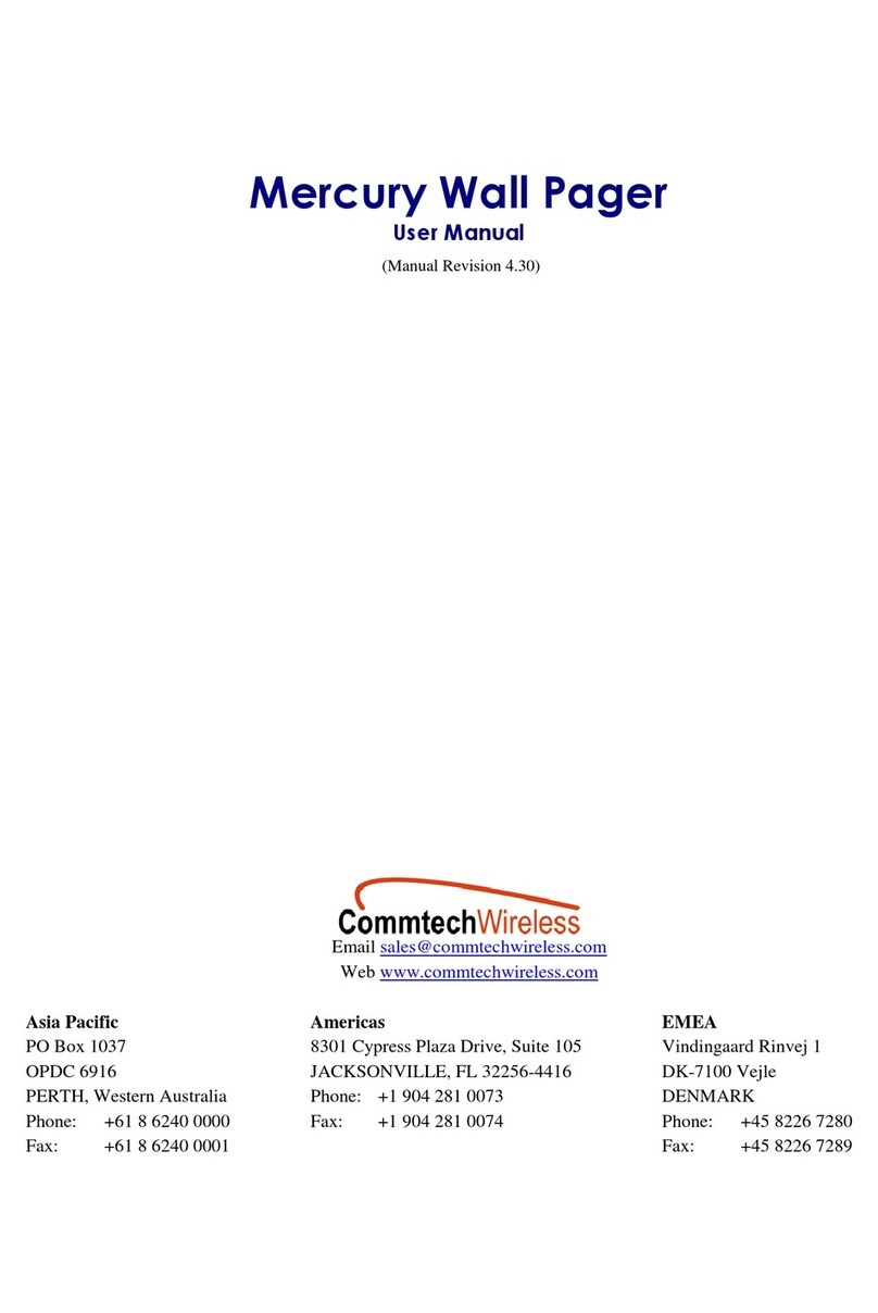 commtech wireless Mercury Wall Pager user manual