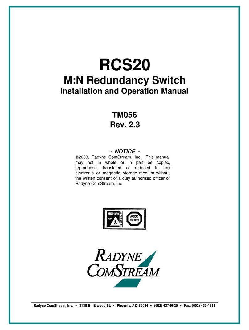 Radyne RCS20 Installation and operation manual