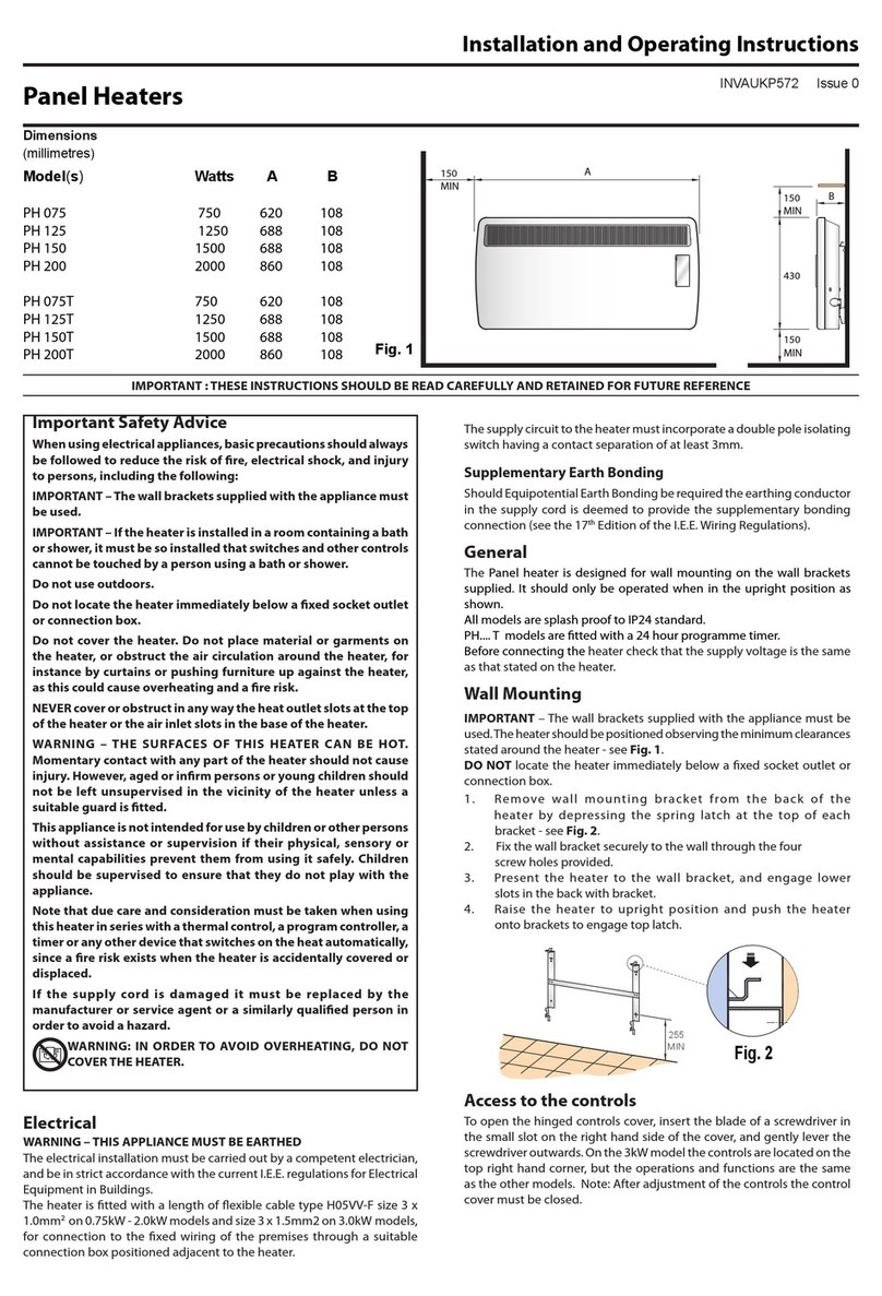 Dimplex PH 075 Installation and operating instructions