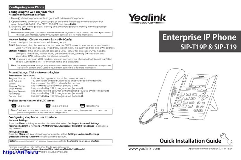 Yealink SIP-T19P Quick installation guide