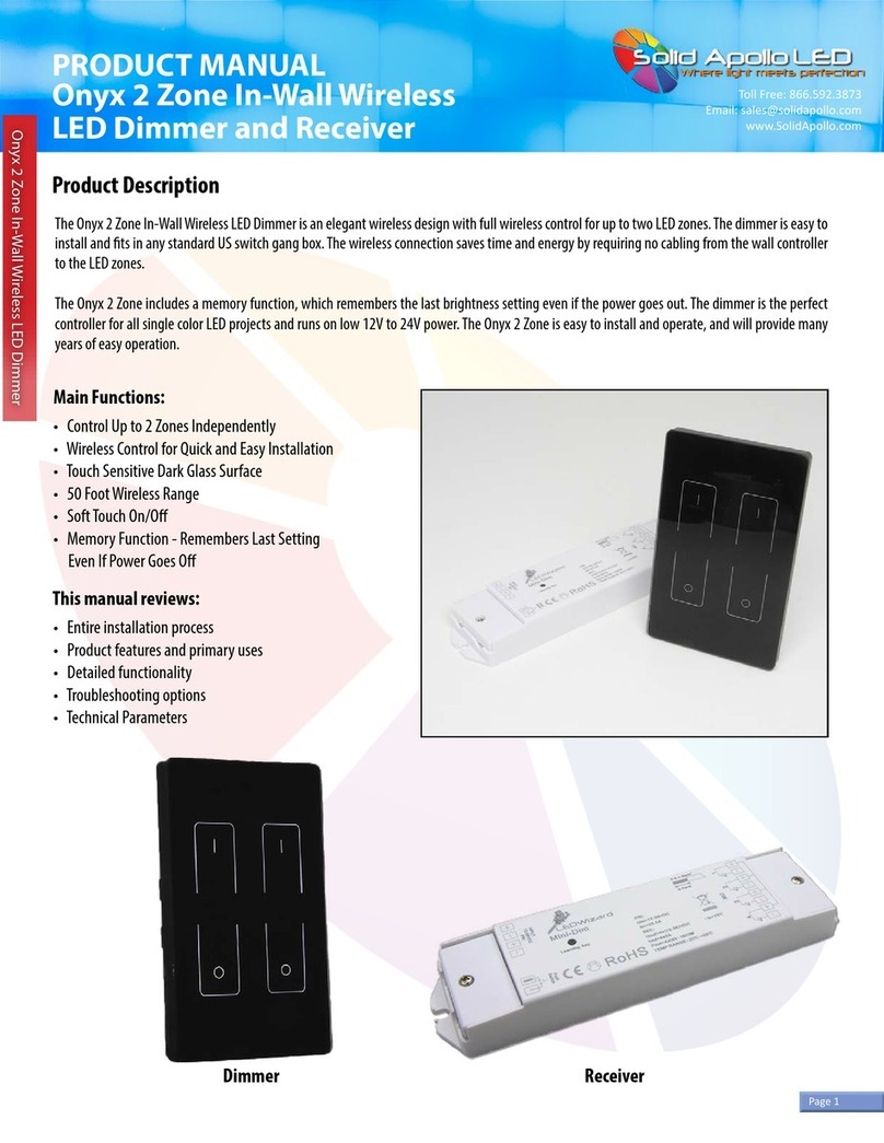 Solid Apollo Onyx 2 Zone In-Wall Wireless LED Dimmer User manual
