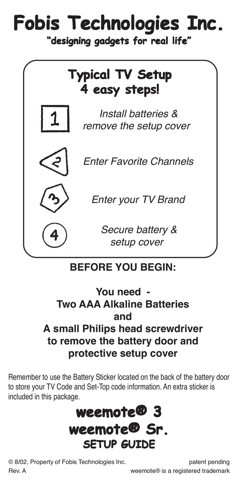 Fobis Technologies weemote 3 User manual