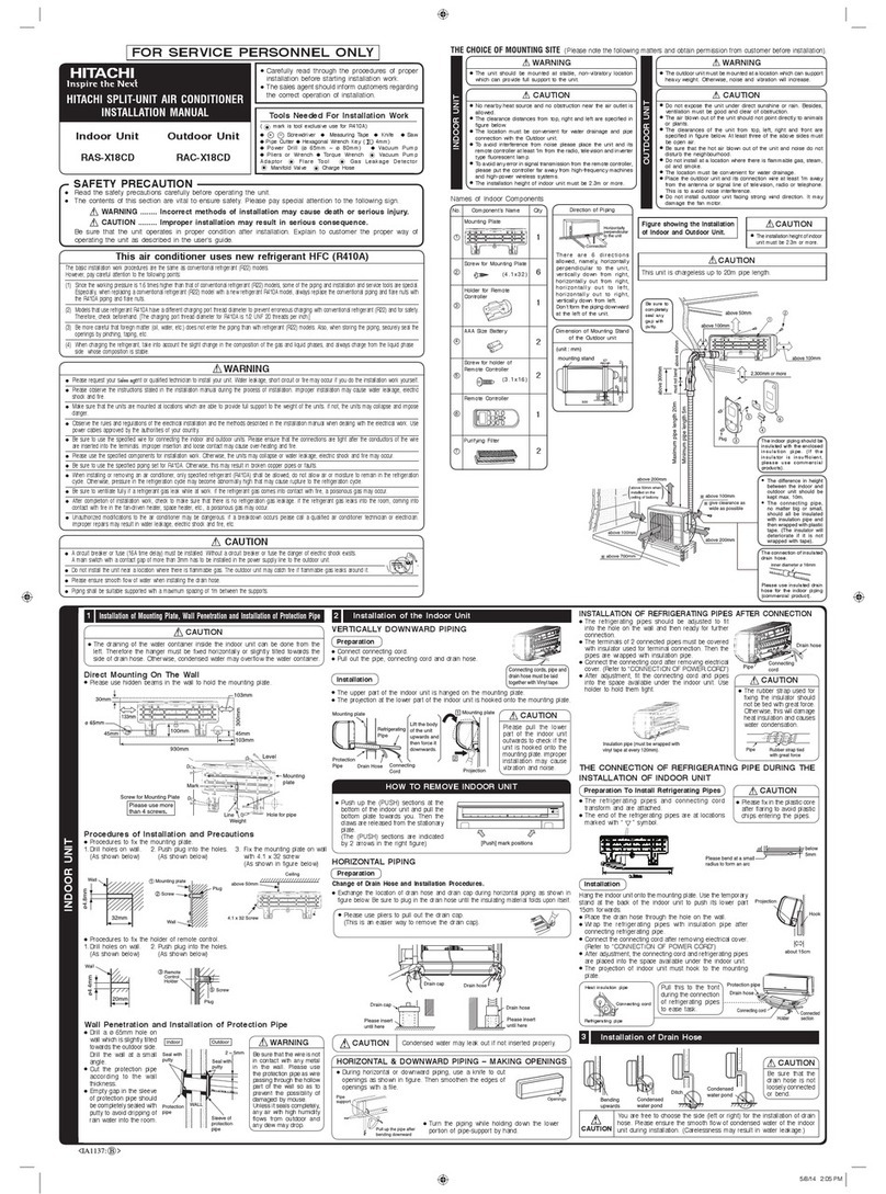 Hitachi RAS-X18CD User manual