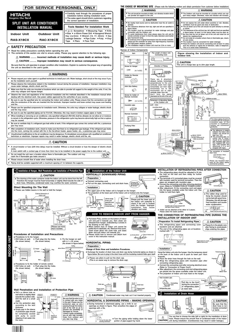 Hitachi RAS-X18CX installation manual