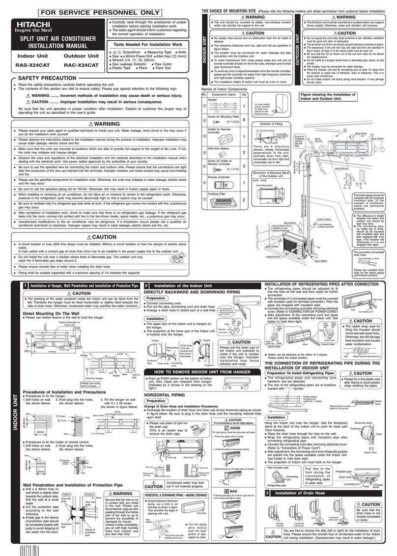 Hitachi RAS-X24CAT User manual