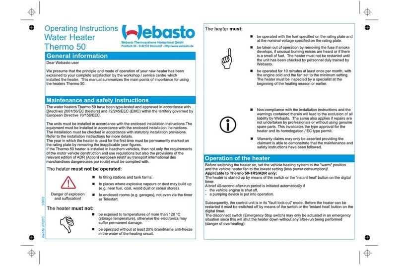Webasto Thermo 50 operating instructions