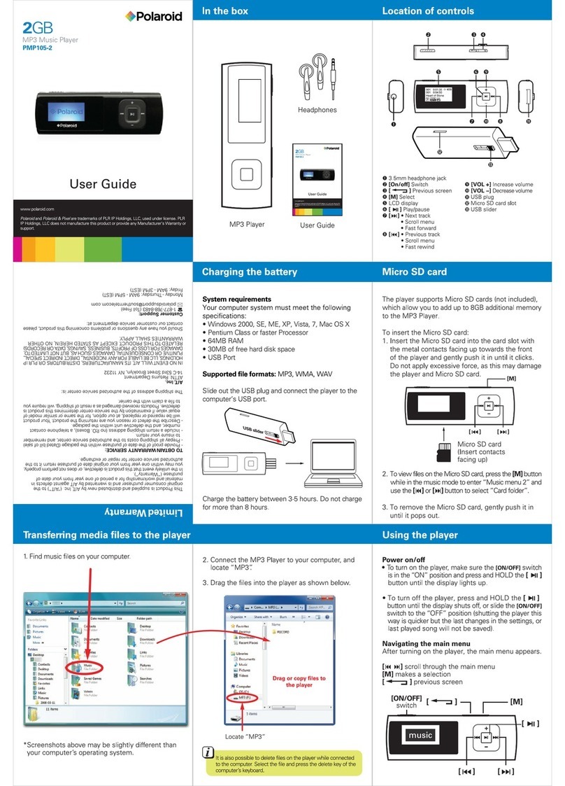 Polaroid PMP105-2 User manual Polaroid PMP105-2 User manual